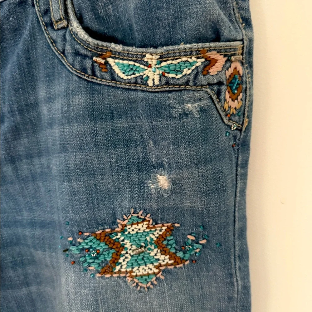 Gap Big Girls Bermuda Denim Capri Embroidered Jeans Pants Shorts Size 16 Plus
